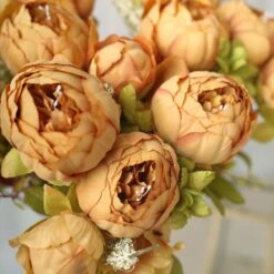 2 Pack Artificial Peony Flower Bouquets, Faux Silk Flower Arrangements 19" -Home Decor Promotional Store ARTI BOUQ PEO14 GOLD D01