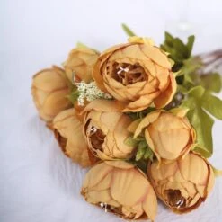 2 Pack Artificial Peony Flower Bouquets, Faux Silk Flower Arrangements 19" -Home Decor Promotional Store ARTI BOUQ PEO14 GOLD D05