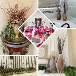 10 Pack Lifelike DIY Bendable Faux Flower Stem Craft Vase Decor, Decorative Artificial Willow Tree Branch Fillers 37" -Home Decor Promotional Store ARTI BRCH01 37 BRN EBC2