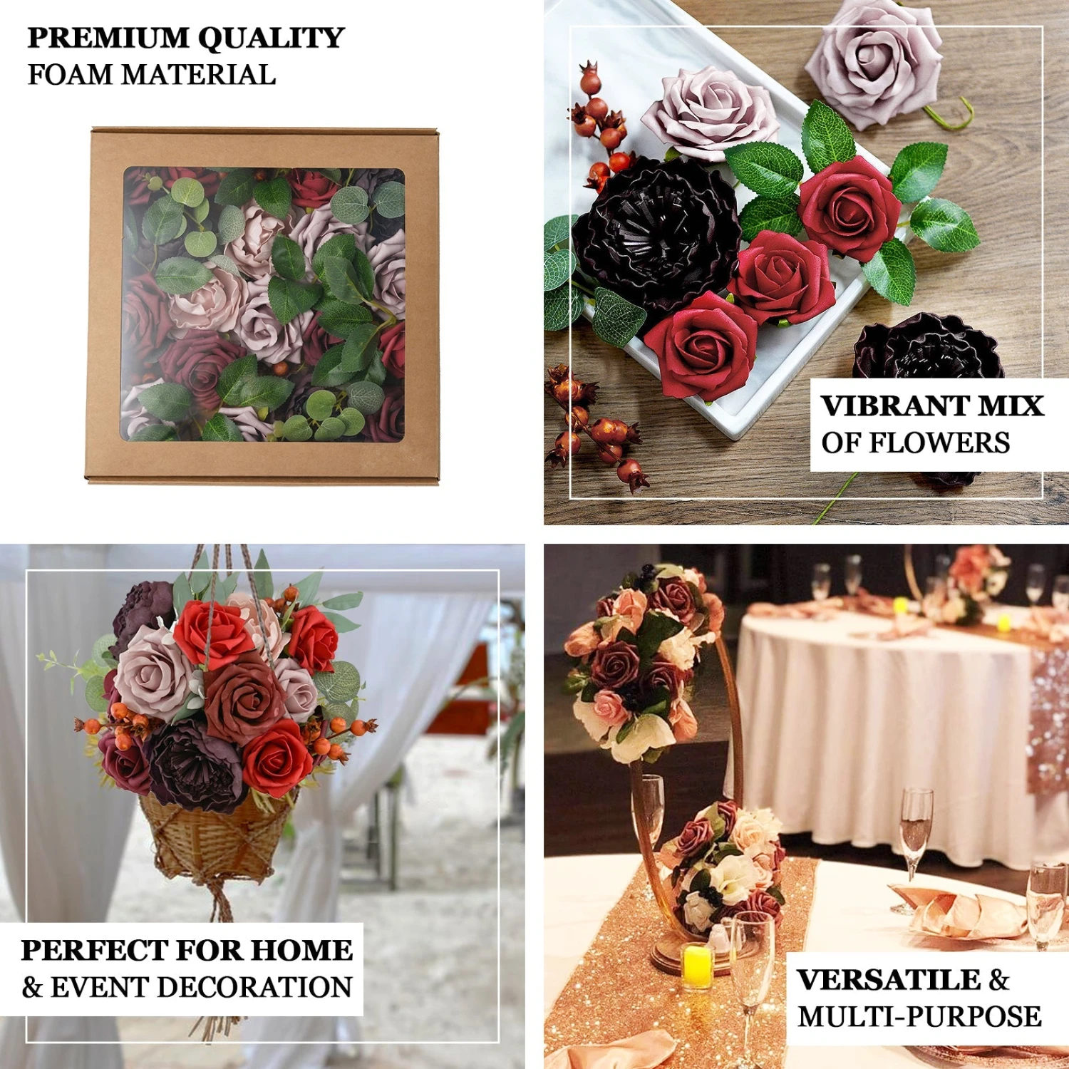 30 Pcs Artificial Foam Roses & Peonies With Stem Box Set, Mixed Faux Floral Arrangements - Assorted Colors 2 30 Pcs Artificial Foam Roses & Peonies With Stem Box Set, Mixed Faux Floral Arrangements - Assorted Colors - Image 2