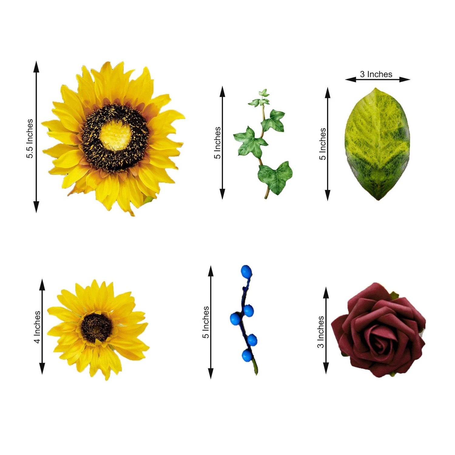 34 Pcs Artificial Rose, Silk Sunflower & Blueberry Stems Mix Flower Box - Burgundy/Pink 15 34 Pcs Artificial Rose, Silk Sunflower & Blueberry Stems Mix Flower Box - Burgundy/Pink - Image 15