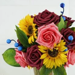 34 Pcs Artificial Rose, Silk Sunflower & Blueberry Stems Mix Flower Box - Burgundy/Pink 20 34 Pcs Artificial Rose, Silk Sunflower & Blueberry Stems Mix Flower Box - Burgundy/Pink -Home Decor Promotional Store ARTI FOAMMIX 05 BURGPK D12.progressive 374961fe 858f 4474 92f6 c8487e4287c1