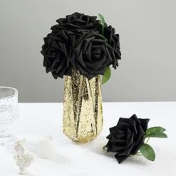24 Roses Artificial Foam Flowers With Stem & Leaves 5" -Home Decor Promotional Store ARTI FOAMRS05 5 BLK 01