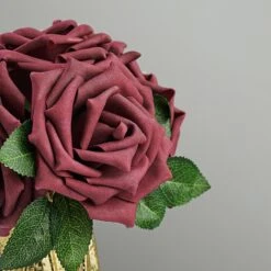 24 Roses Artificial Foam Flowers With Stem & Leaves 5" -Home Decor Promotional Store ARTI FOAMRS05 5 BURG D01.progressive 62857c91 9797 4450 800c 0624bdaf6609