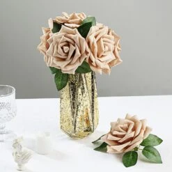24 Roses Artificial Foam Flowers With Stem & Leaves 5" -Home Decor Promotional Store ARTI FOAMRS05 5 CHMP 01