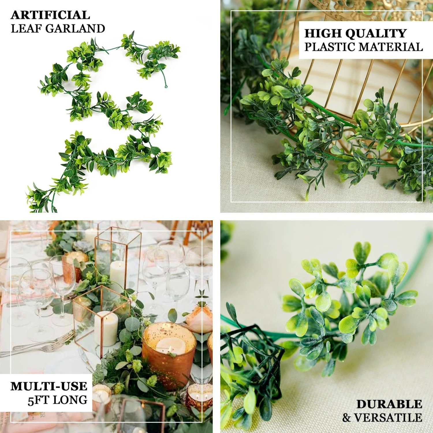 Real Touch Green Artificial Willow And Frond Leaves Garland Vine 4ft 2 Real Touch Green Artificial Willow And Frond Leaves Garland Vine 4ft - Image 2