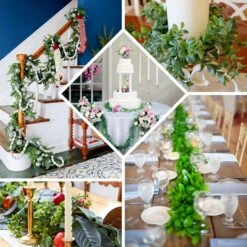 Green Artificial Eucalyptus Leaf, White Cotton Ball Garland Vine 5ft -Home Decor Promotional Store ARTI GLND G01 EBC2.progressive 0d8db997 0223 4b2a a027 5d5762403196