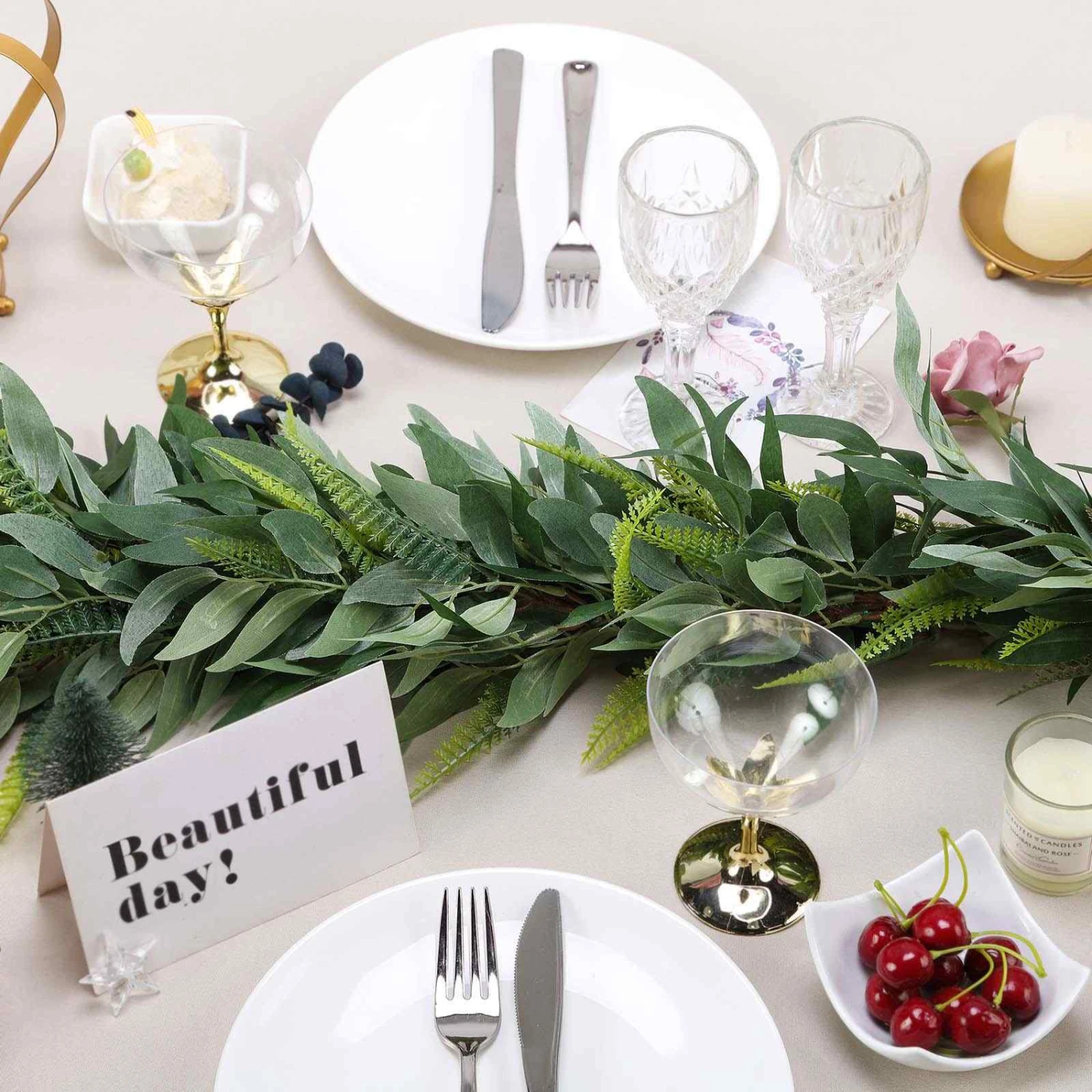 Real Touch Green Artificial Willow And Frond Leaves Garland Vine 4ft 5 Real Touch Green Artificial Willow And Frond Leaves Garland Vine 4ft - Image 5