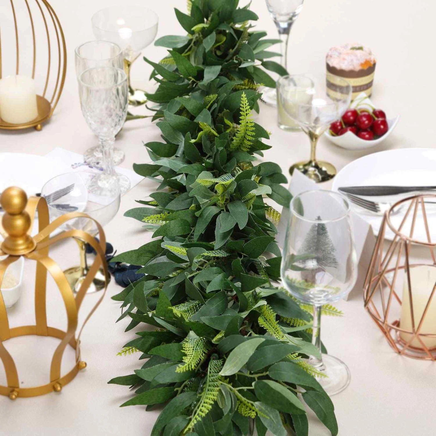 Real Touch Green Artificial Willow And Frond Leaves Garland Vine 4ft 4 Real Touch Green Artificial Willow And Frond Leaves Garland Vine 4ft - Image 4