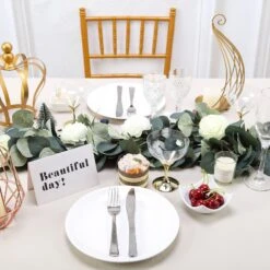 Green Artificial Eucalyptus Leaf, Ranunculus Flower Garland Vine 42" -Home Decor Promotional Store ARTI GLND GRN003 D05