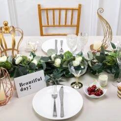 Artificial Eucalyptus/Willow Leaf Ranunculus Flower Garland Vine 40" -Home Decor Promotional Store ARTI GLND GRN005 D06