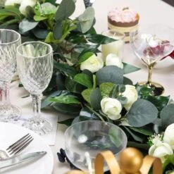 Artificial Eucalyptus/Willow Leaf Ranunculus Flower Garland Vine 40" -Home Decor Promotional Store ARTI GLND GRN005 D09