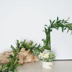 Green Artificial Olive Branch Garland, Faux Vine With Olives 6ft