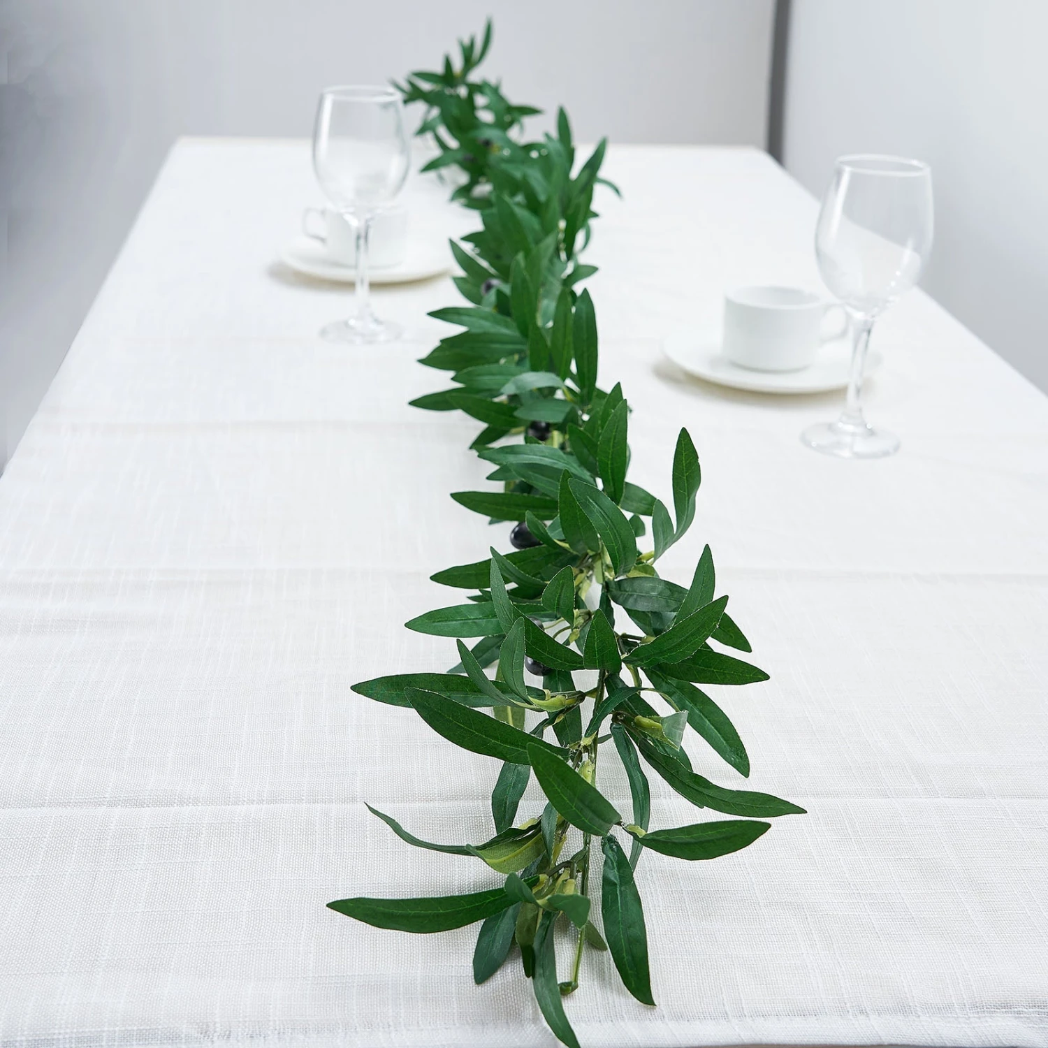Green Artificial Olive Branch Garland, Faux Vine With Olives 6ft 11 Green Artificial Olive Branch Garland, Faux Vine With Olives 6ft - Image 11