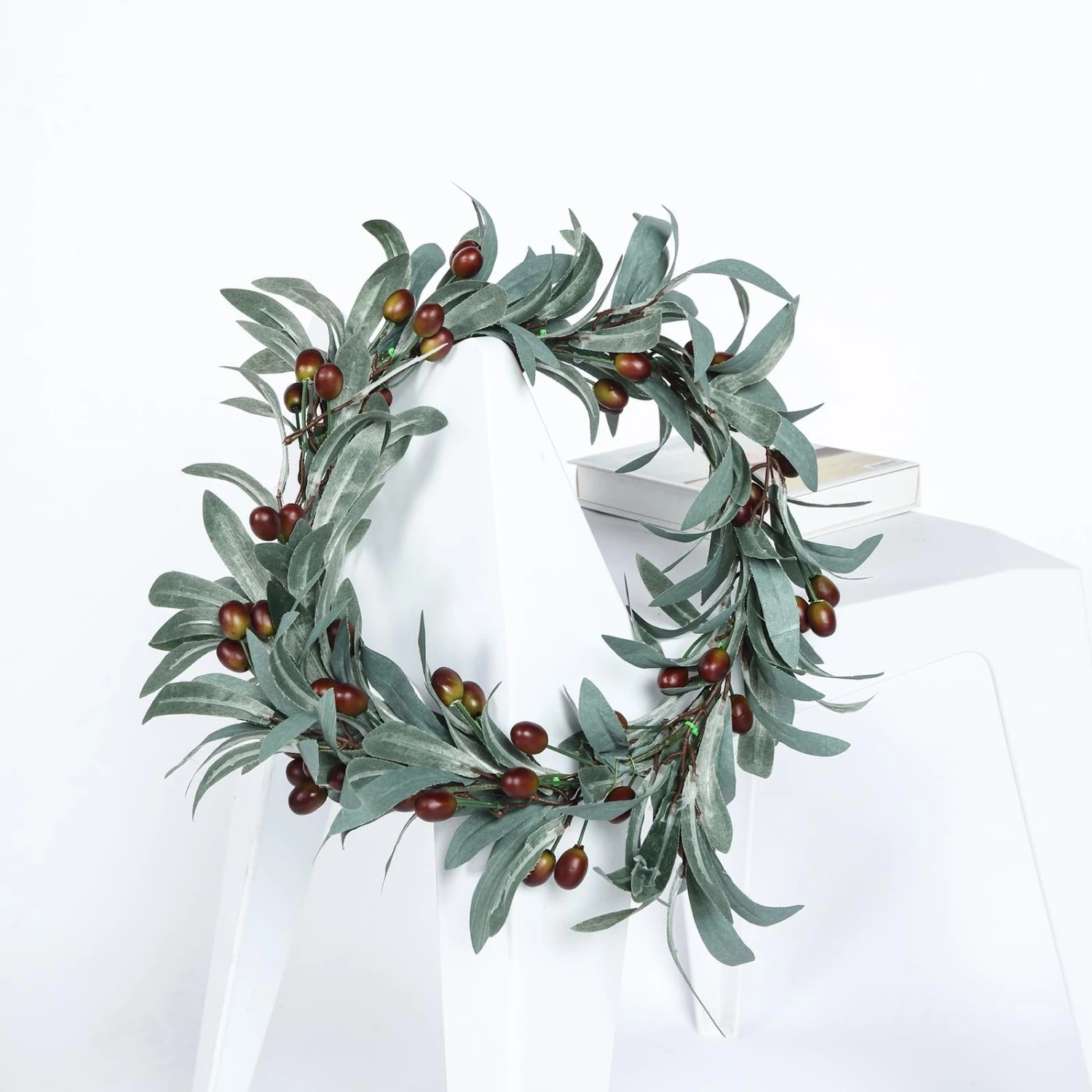 Frosted Green Artificial Olive Branch Garland Vine Faux Olives 3.5ft 11 Frosted Green Artificial Olive Branch Garland Vine Faux Olives 3.5ft - Image 11
