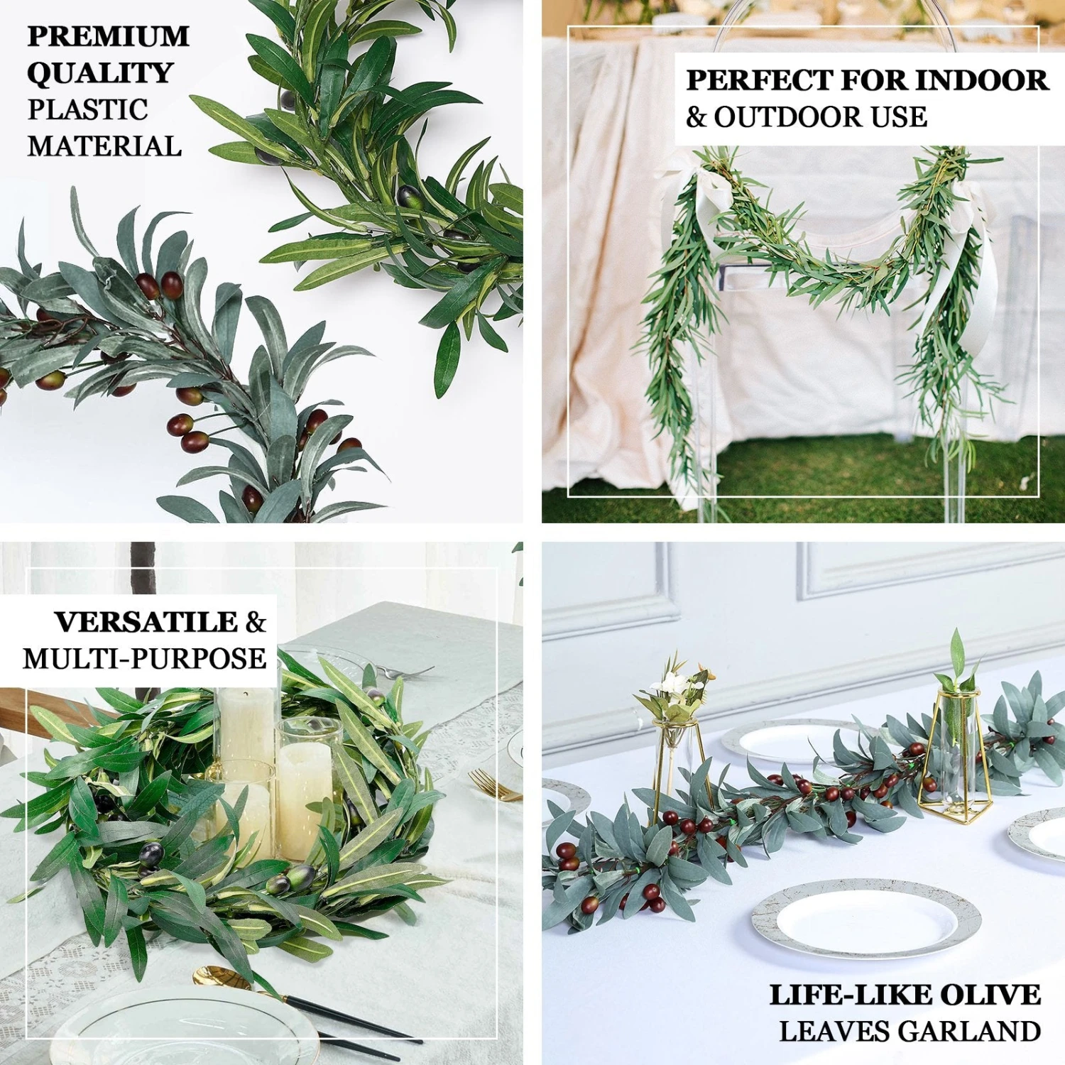 Frosted Green Artificial Olive Branch Garland Vine Faux Olives 3.5ft 2 Frosted Green Artificial Olive Branch Garland Vine Faux Olives 3.5ft - Image 2