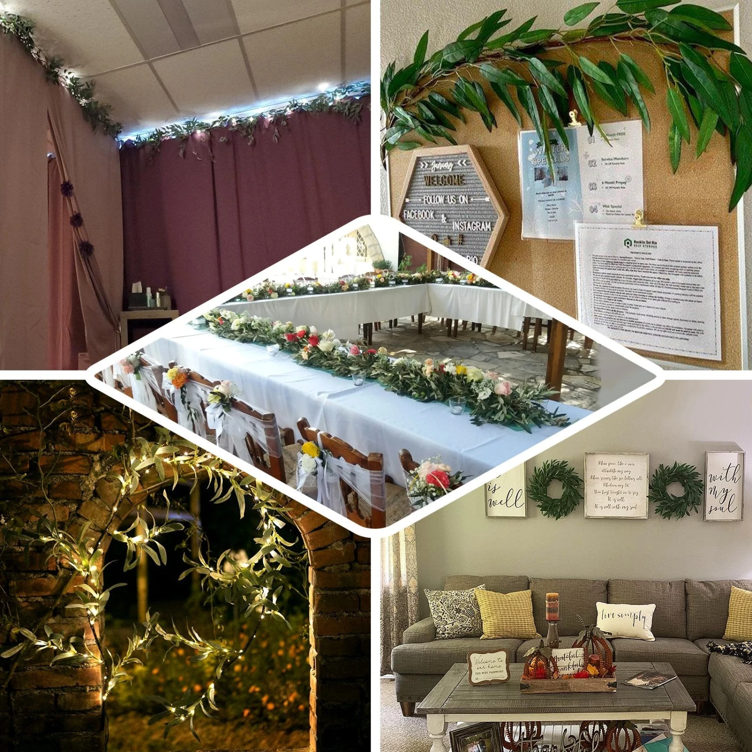 Frosted Green Artificial Olive Branch Garland Vine Faux Olives 3.5ft 3 Frosted Green Artificial Olive Branch Garland Vine Faux Olives 3.5ft - Image 3