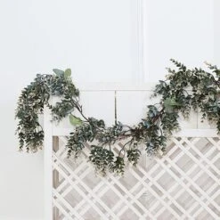 Frosted Green Artificial Eucalyptus And Boxwood Leaf Garland Vine 6ft -Home Decor Promotional Store ARTI GLND GRN011 A D06