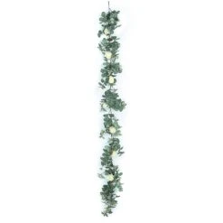 Green/Ivory Artificial Eucalyptus Leaf, Rose Flower Garland Vine 6ft -Home Decor Promotional Store ARTI GLND GRN016 99 a9d1cef9 02be 4a69 a91e a477d7543a33