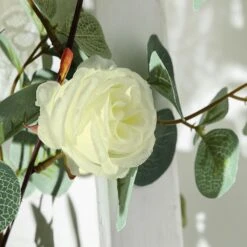 Green/Ivory Artificial Eucalyptus Leaf, Rose Flower Garland Vine 6ft -Home Decor Promotional Store ARTI GLND GRN016 D04 39dce5dd d883 4075 98cc 55d4cdb48678