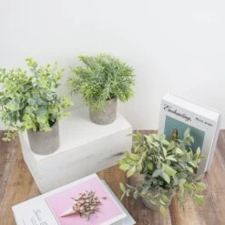 3 Plant Set Mini Potted Artificial Eucalyptus, Rosemary & Boxwood Faux Planter Collection 9" -Home Decor Promotional Store ARTI GRN PT001 ASST D11.progressive 52616e16 66bc 47b4 9d6f 5bd37113383b