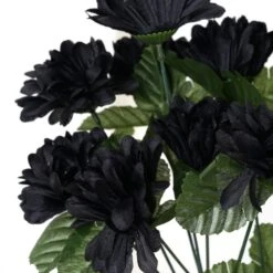 12 Bushes Artificial Silk Chrysanthemum Flower Bouquets -Home Decor Promotional Store ARTI MUM2027 BLK D01