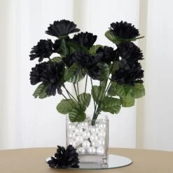 12 Bushes Artificial Silk Chrysanthemum Flower Bouquets -Home Decor Promotional Store ARTI MUM2027 BLK 01