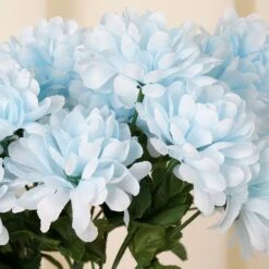12 Bushes Artificial Silk Chrysanthemum Flower Bouquets -Home Decor Promotional Store ARTI MUM2027 BLUE D01