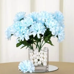 12 Bushes Artificial Silk Chrysanthemum Flower Bouquets -Home Decor Promotional Store ARTI MUM2027 BLUE 01