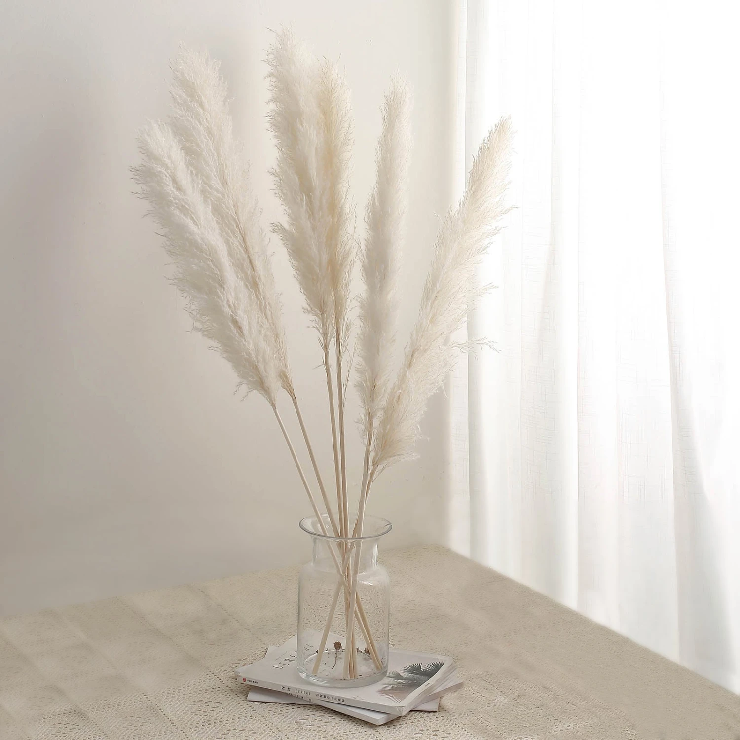 6 Stems Dried Natural Pampas Grass Plant Sprays 49" 17 6 Stems Dried Natural Pampas Grass Plant Sprays 49" - Image 17