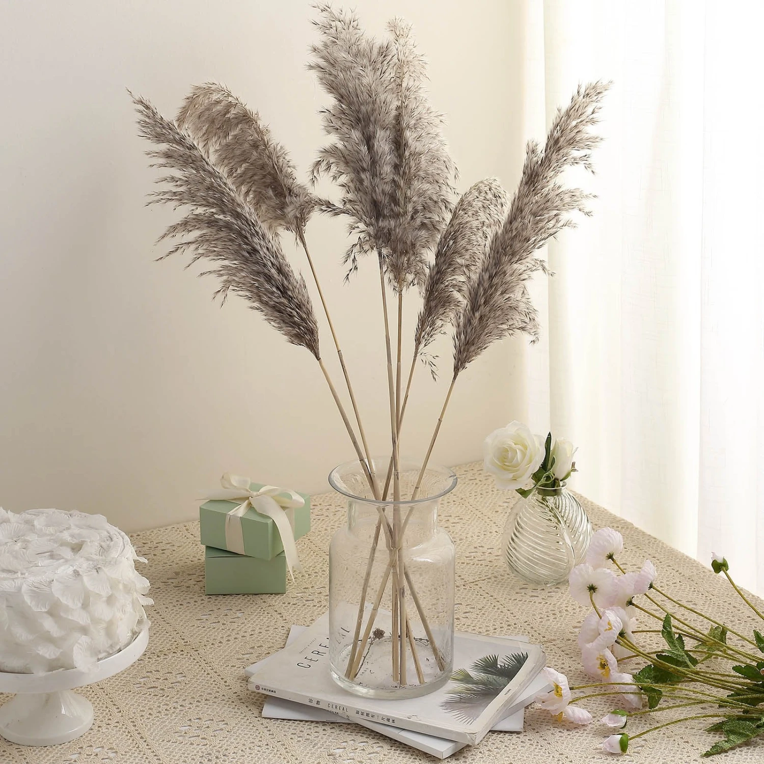 6 Stems Dried Natural Pampas Grass Plant Sprays 32" 1 6 Stems Dried Natural Pampas Grass Plant Sprays 32"