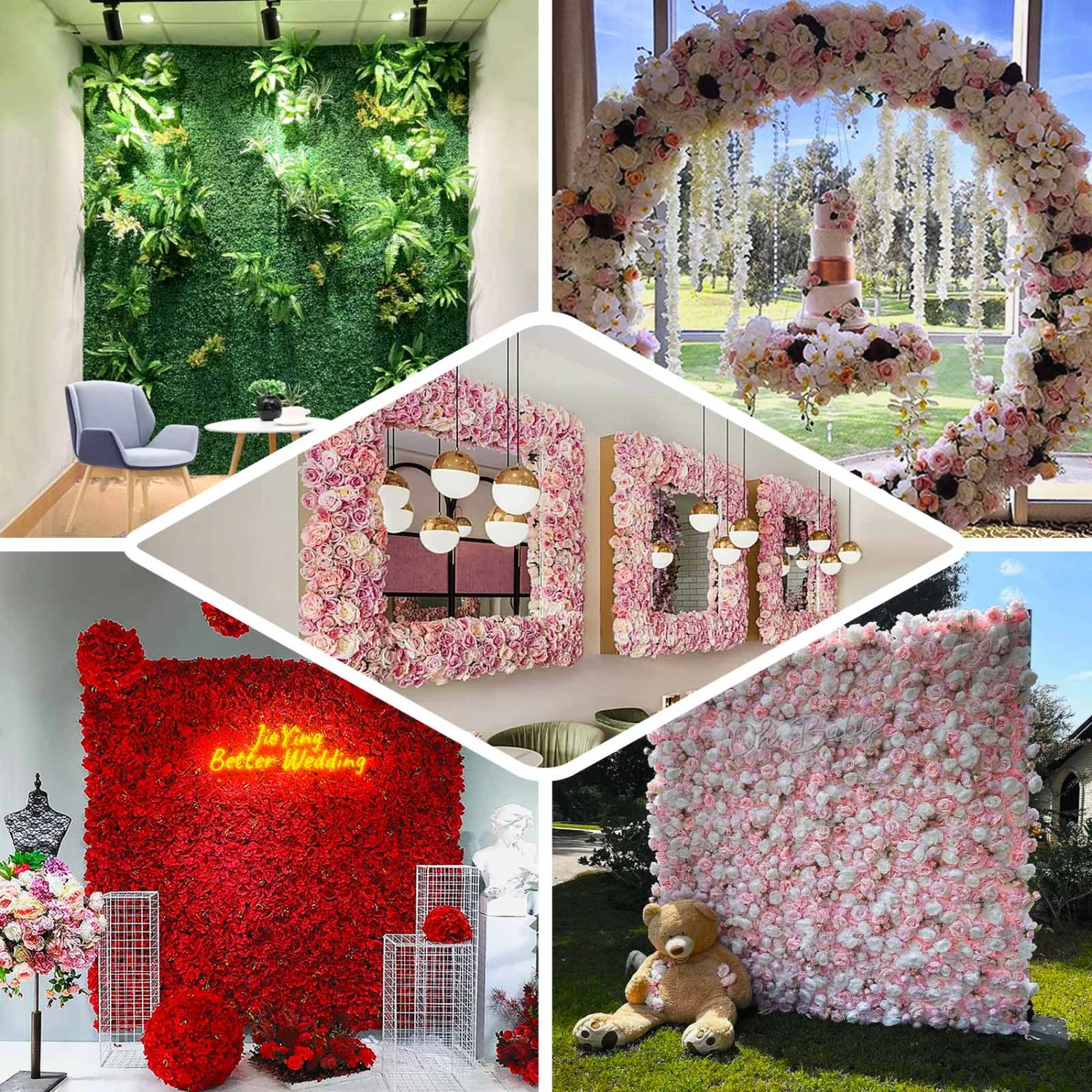 10 Pack Dark Green DIY Plastic Mesh Flower Wall Panel Fences, Artificial Plant Wall Backdrop Grid Frames 24"x16" 3 10 Pack Dark Green DIY Plastic Mesh Flower Wall Panel Fences, Artificial Plant Wall Backdrop Grid Frames 24"x16" - Image 3