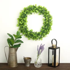 2 Pack Green Artificial Lifelike Jasmine Leaf Spring Wreaths 21"