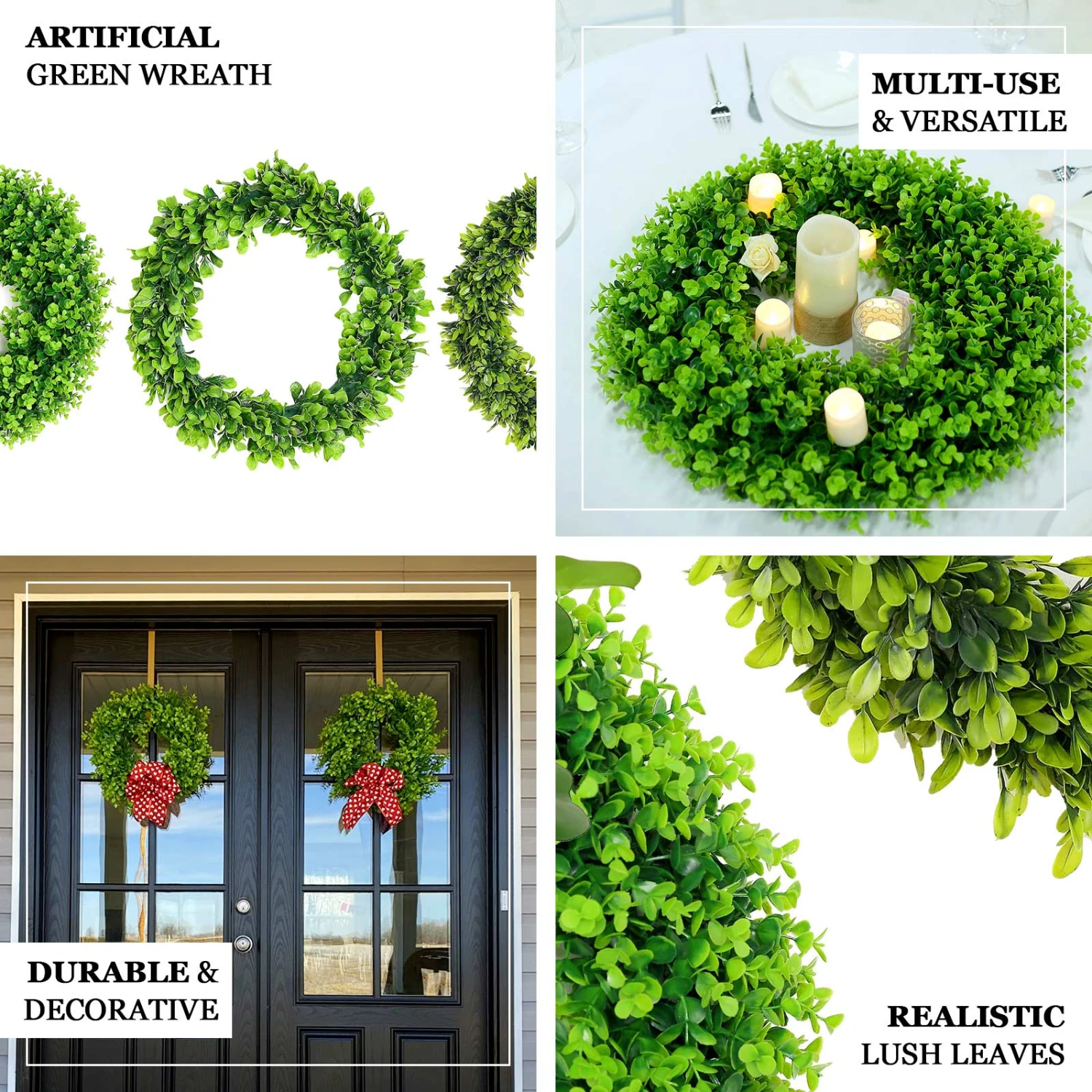 2 Pack Green Artificial Lifelike Eucalyptus Leaf Spring Wreaths 21" 2 2 Pack Green Artificial Lifelike Eucalyptus Leaf Spring Wreaths 21" - Image 2