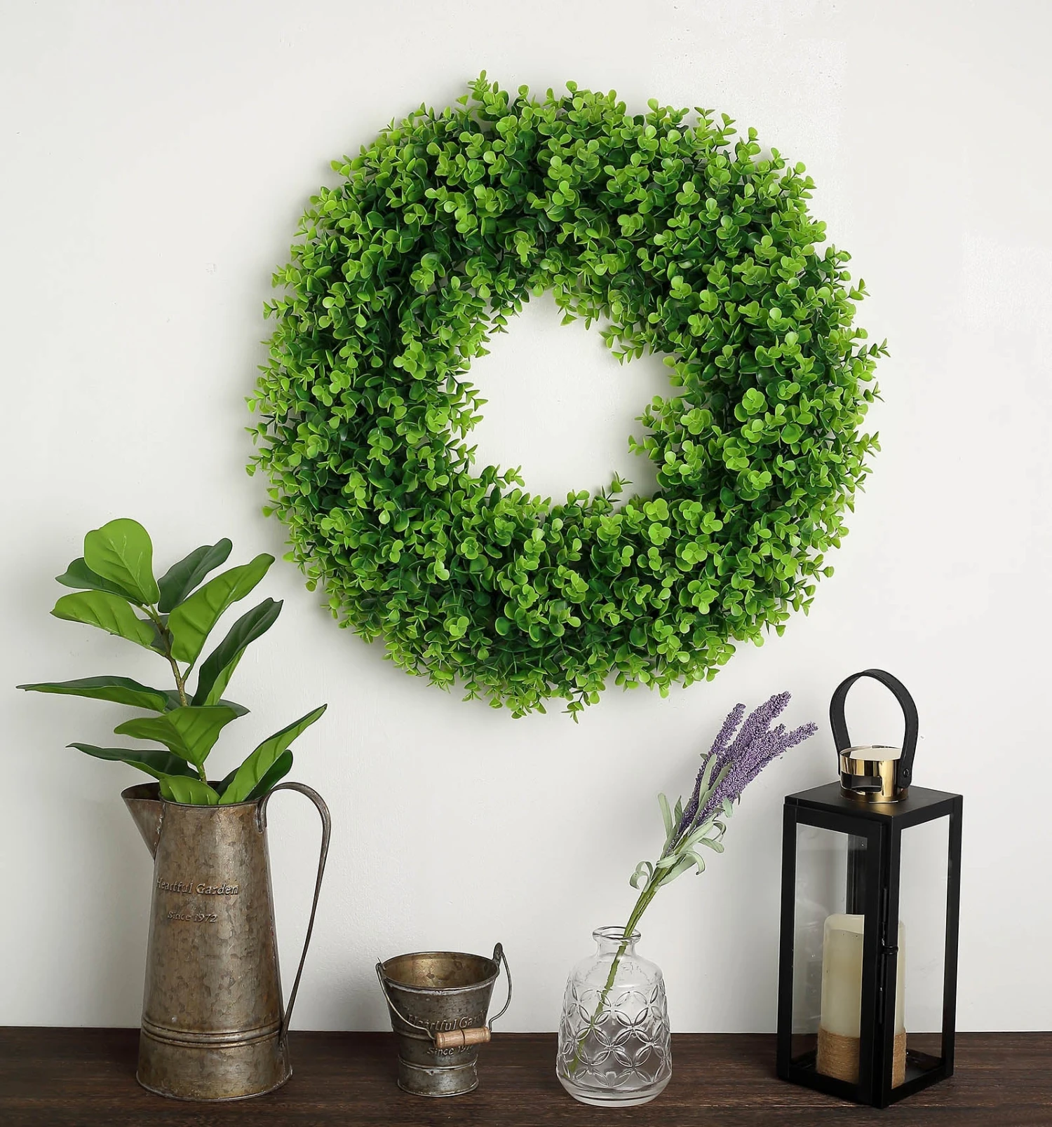 2 Pack Green Artificial Lifelike Eucalyptus Leaf Spring Wreaths 21" 9 2 Pack Green Artificial Lifelike Eucalyptus Leaf Spring Wreaths 21" - Image 9