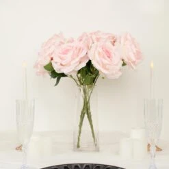 2 Bushes Premium Silk Jumbo Rose Flower Bouquet, High Quality Artificial Home Decor Floral Arrangements 17" -Home Decor Promotional Store ARTI RS010 L 046 D02