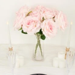 2 Bushes Premium Silk Jumbo Rose Flower Bouquet, High Quality Artificial Home Decor Floral Arrangements 17" -Home Decor Promotional Store ARTI RS010 L 046 D03