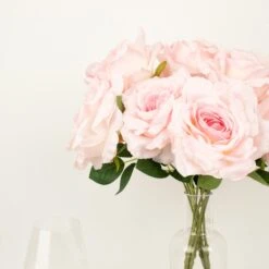 2 Bushes Premium Silk Jumbo Rose Flower Bouquet, High Quality Artificial Home Decor Floral Arrangements 17" -Home Decor Promotional Store ARTI RS010 L 046 D12