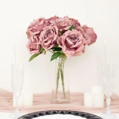 2 Bushes Premium Silk Jumbo Rose Flower Bouquet, High Quality Artificial Home Decor Floral Arrangements 17" -Home Decor Promotional Store ARTI RS010 L 080 D03