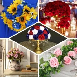 2 Bushes Premium Silk Jumbo Rose Flower Bouquet, High Quality Artificial Home Decor Floral Arrangements 17" -Home Decor Promotional Store ARTI RS010 L EBC2