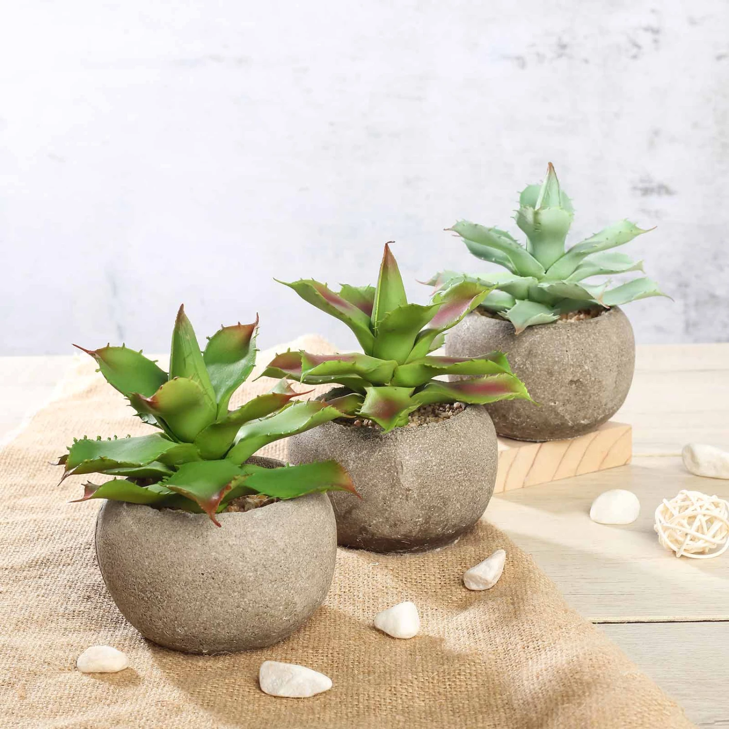 3 Pack Ceramic Planter Pot & Artificial Aloe Succulent Plants 5" 1 3 Pack Ceramic Planter Pot & Artificial Aloe Succulent Plants 5"