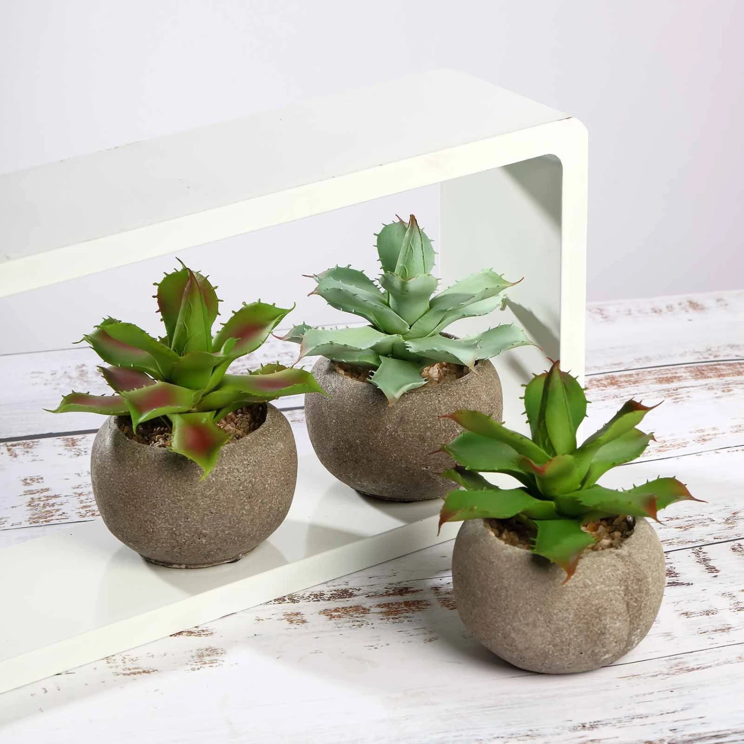 3 Pack Ceramic Planter Pot & Artificial Aloe Succulent Plants 5" 2 3 Pack Ceramic Planter Pot & Artificial Aloe Succulent Plants 5" - Image 2
