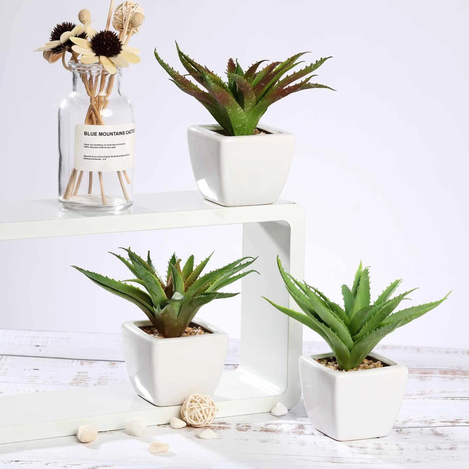 3 Pack Ceramic Planter Pot And Artificial Spot Aloe Succulent Plant 5" 4 3 Pack Ceramic Planter Pot And Artificial Spot Aloe Succulent Plant 5" - Image 4