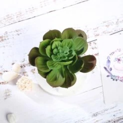 3 Pack Ceramic Planter Pot And Artificial Echeveria Succulent Plant 4" -Home Decor Promotional Store ARTI SUC PT007 ASST D06