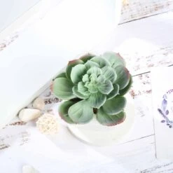 3 Pack Ceramic Planter Pot And Artificial Echeveria Succulent Plant 4" -Home Decor Promotional Store ARTI SUC PT007 ASST D07