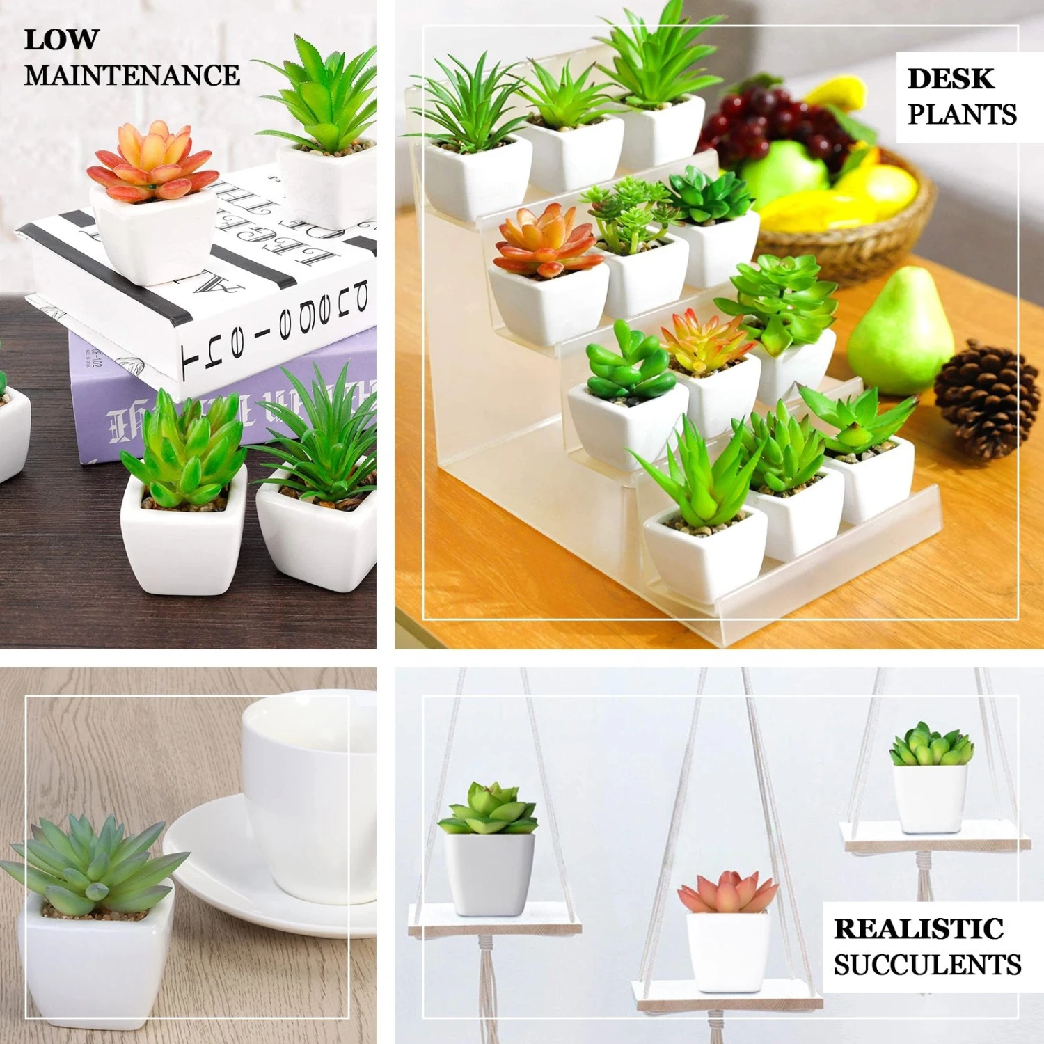 3 Pack Ceramic Planter Pot And Artificial Spot Aloe Succulent Plant 5" 2 3 Pack Ceramic Planter Pot And Artificial Spot Aloe Succulent Plant 5" - Image 2