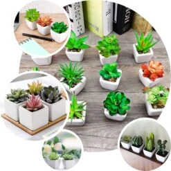 3 Pack Ceramic Planter Pot And Artificial Echeveria Succulent Plant 4" -Home Decor Promotional Store ARTI SUC PT EBC2 298d6a94 a184 4d0a aa22 9632f485303f