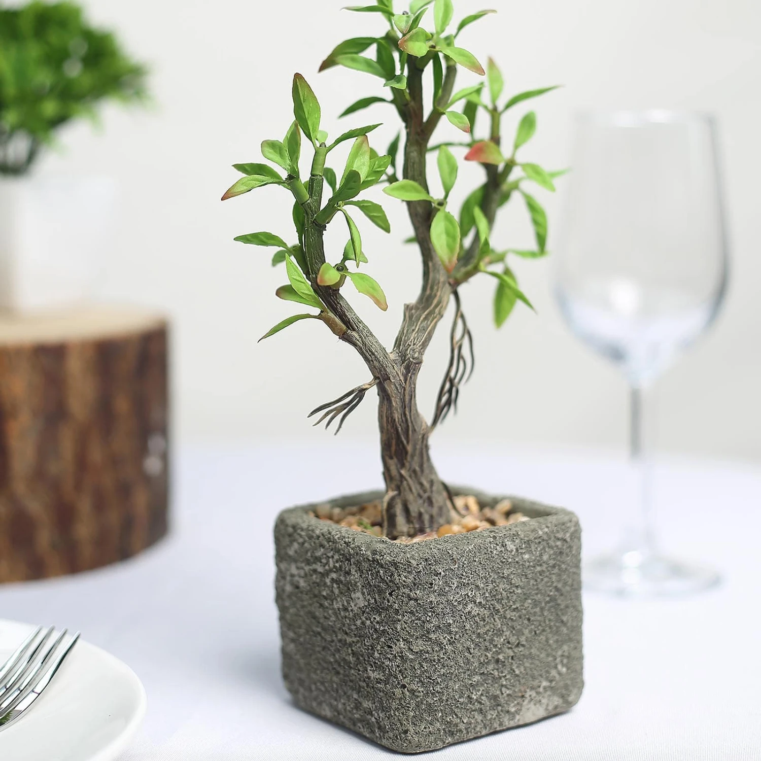 Concrete Planter Pot And Artificial Willow Tree Succulent Plant 9" 7 Concrete Planter Pot And Artificial Willow Tree Succulent Plant 9" - Image 7