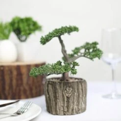 Artificial Tree Stump Planter Pot And Burros Tail Succulent Plant 9" 18 Artificial Tree Stump Planter Pot And Burros Tail Succulent Plant 9" -Home Decor Promotional Store ARTI SUC TR003 ASST D02