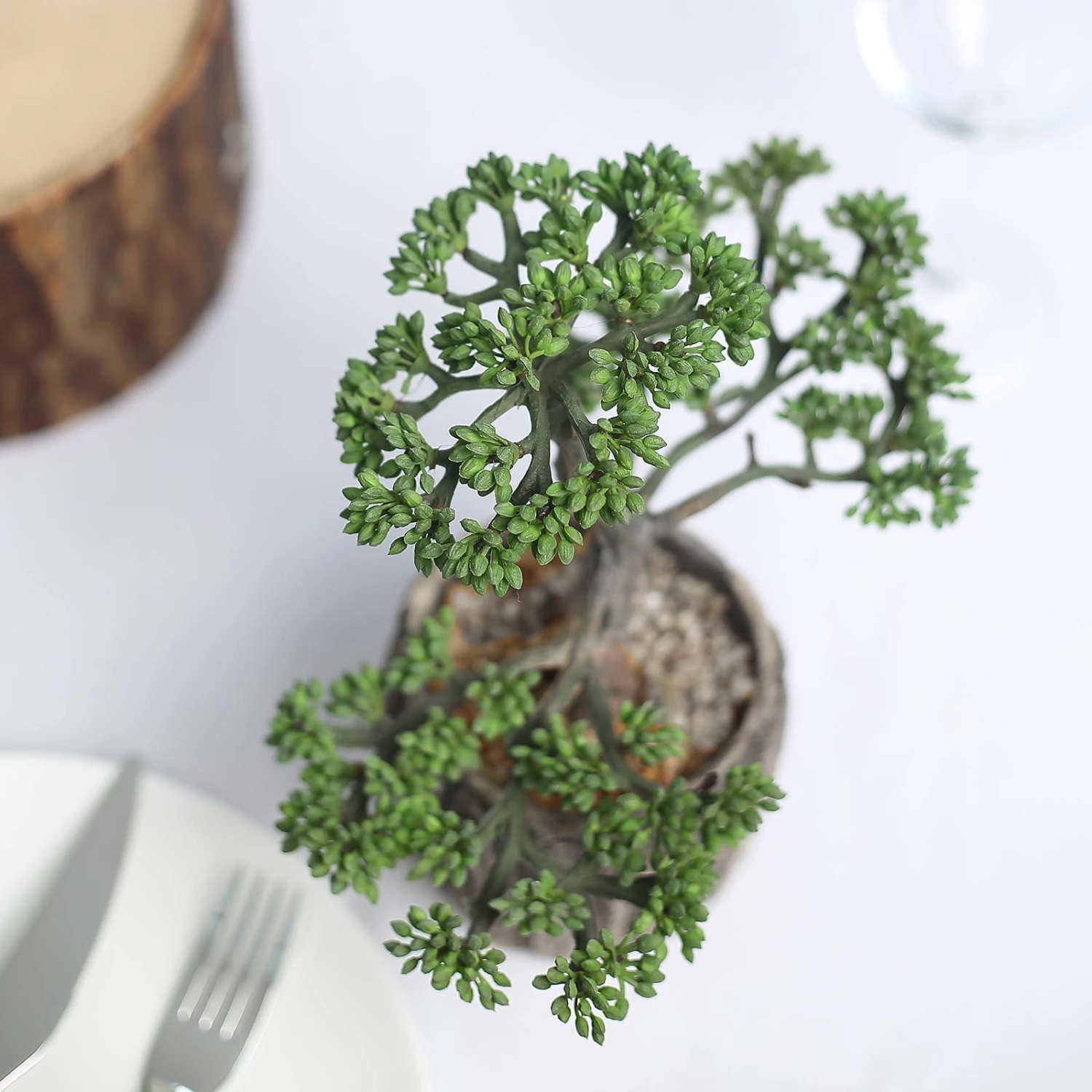 Artificial Tree Stump Planter Pot And Burros Tail Succulent Plant 9" 7 Artificial Tree Stump Planter Pot And Burros Tail Succulent Plant 9" - Image 7